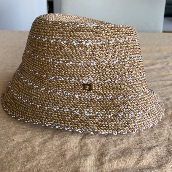 Eric Javits Tan and White Woven Hat - Picture 2 of 5